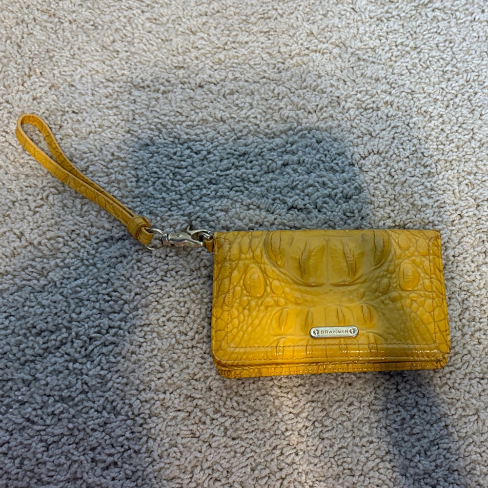 Brahmin Yellow Embossed Wristlet Wallet